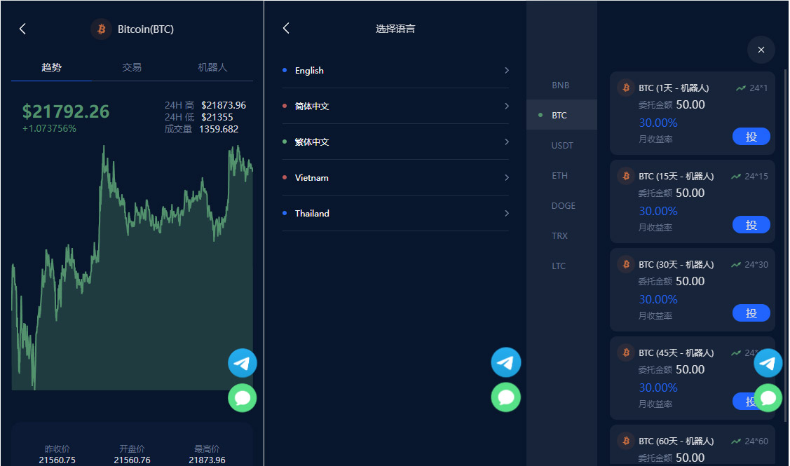 五国语言BTC虚拟币质押投资理财系统源码测试图7